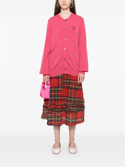 Wool cardigan with heart COMME DES GARÇONS PLAY | AXN0750514PINK